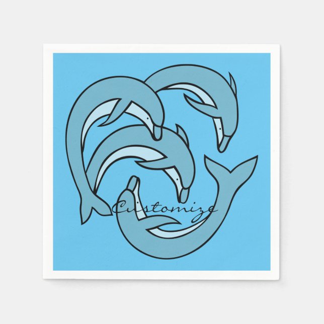 Blue Dolphins circling Thunder_Cove Napkin (Front)