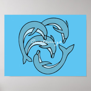 Blue Dolphins circling Thunder_Cove Poster