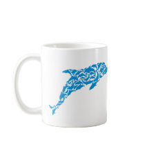 Blue dolphins forming a cute dolphin shape,