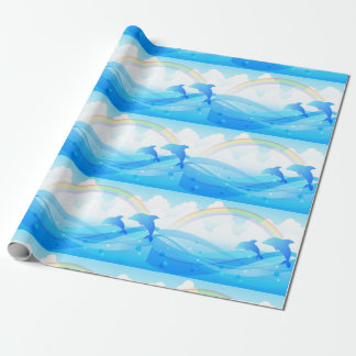 Blue Dolphins Jumping Wrapping Paper