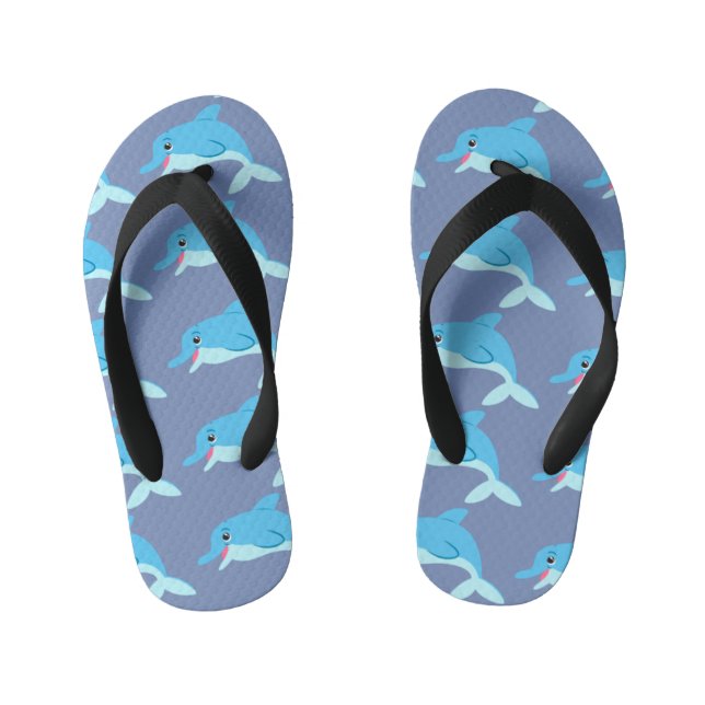 Blue Dolphins Kid's Flip Flops (Footbed)