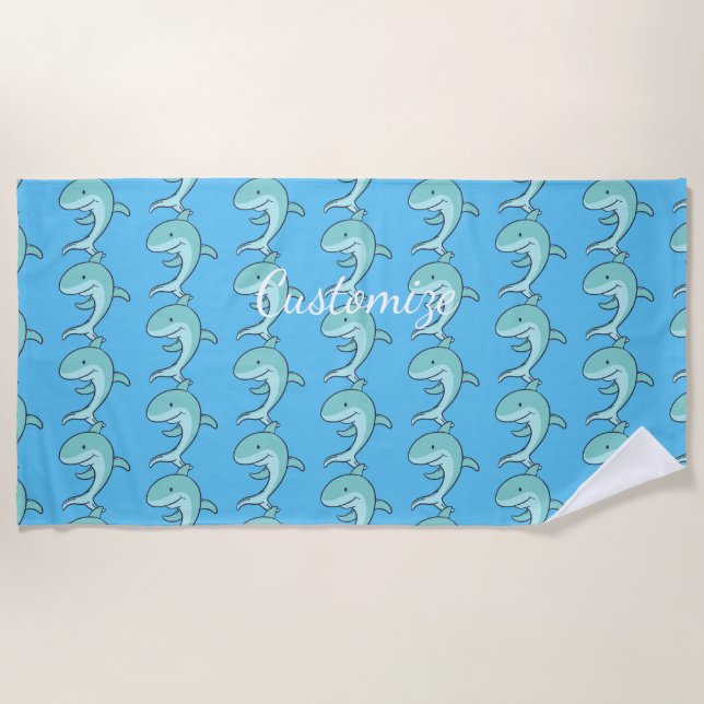 Blue Dolphins Leaping Thunder_Cove Beach Towel (Front)