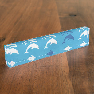 Blue dolphins nameplate