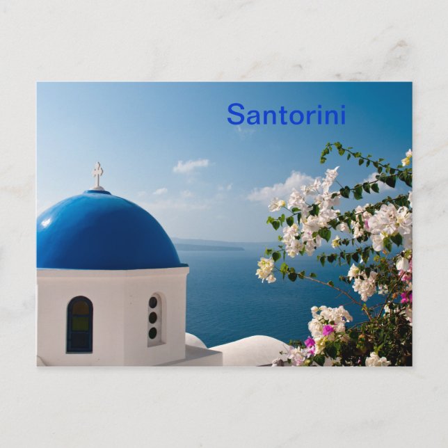Blue dome in Santorini Postcard (Front)