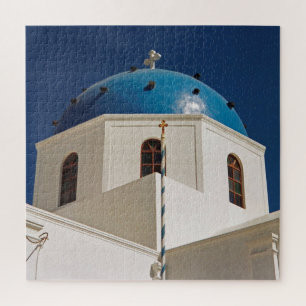 Blue dome, Santorini, Greece 676-pc Jigsaw Puzzle