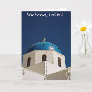 Blue dome, Santorini, Greece Card