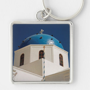 Blue dome, Santorini, Greece Key Ring