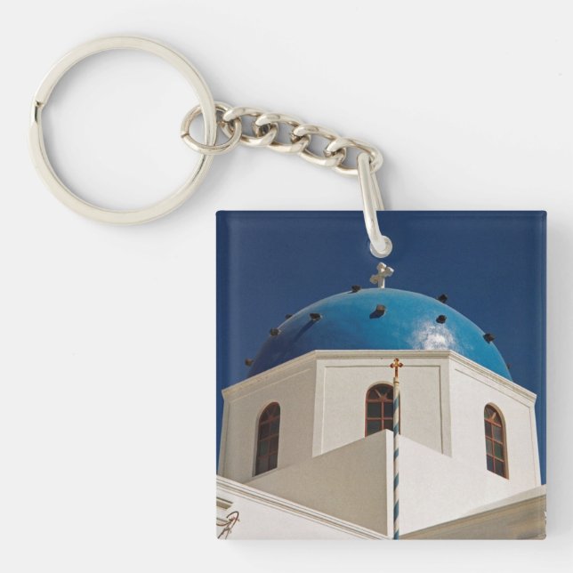 Blue dome, Santorini, Greece Key Ring (Front)