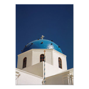 Blue dome, Santorini, Greece Photo Print