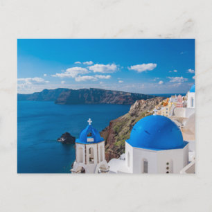 Blue Domes of Santorini Postcard