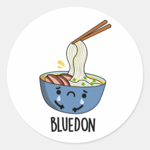 Blue-don Funny Udon Pun  Classic Round Sticker