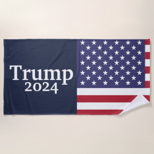 Blue Donald Trump 2024 American Flag Beach Towel