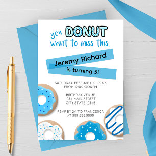Blue Donut Birthday Invitation