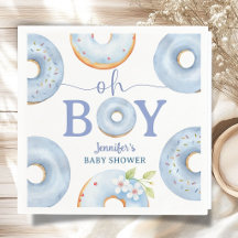 Blue Donuts Baby Shower Boy Brunch Paper Napkin