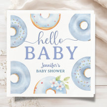 Blue Donuts Baby Shower Hello Baby Paper Napkin
