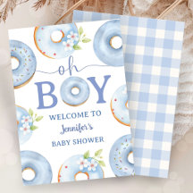 Blue Donuts Oh Boy Baby Shower Invitation