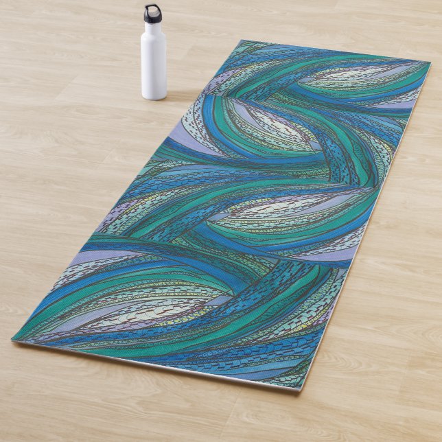 Blue doodle art Yoga mat (In Situ)