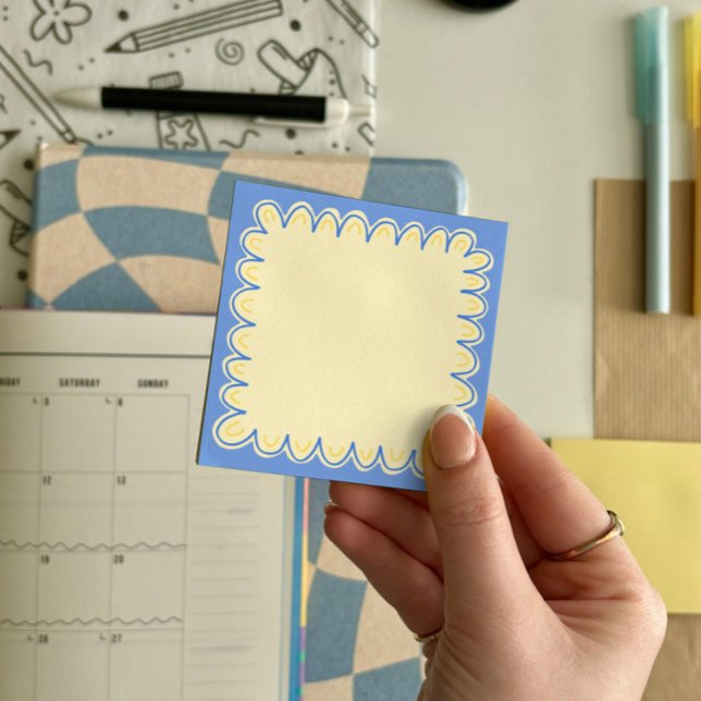 Blue Doodle Border Post-it Notes 7.6 x 7.6 cm (Creator Uploaded)