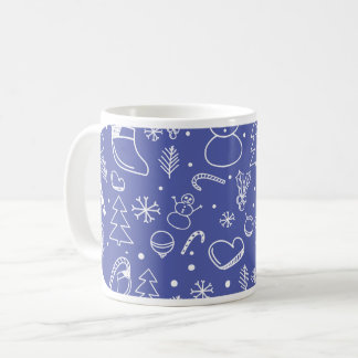 Blue Doodle Christmas – Festive & Fun Coffee Mug