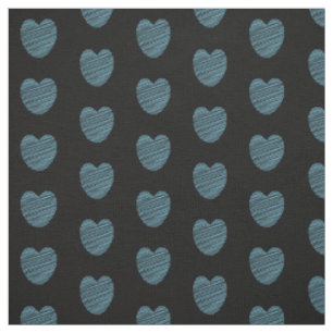 Blue Doodle Heart Pattern Fabric
