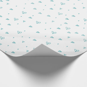 Blue Doodle Hearts Pattern Matching Baby Shower Wrapping Paper