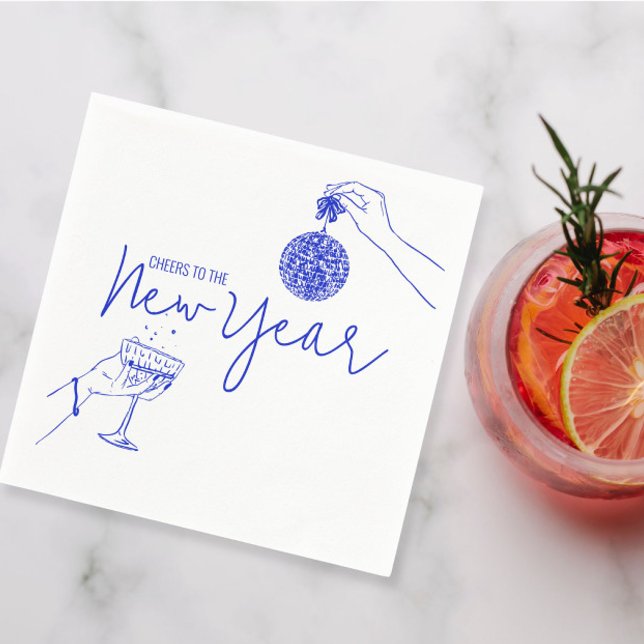 Blue Doodle new years party  Napkin (Creator Uploaded)