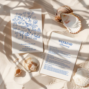 Blue Doodle Tropical Bachelorette Invitation