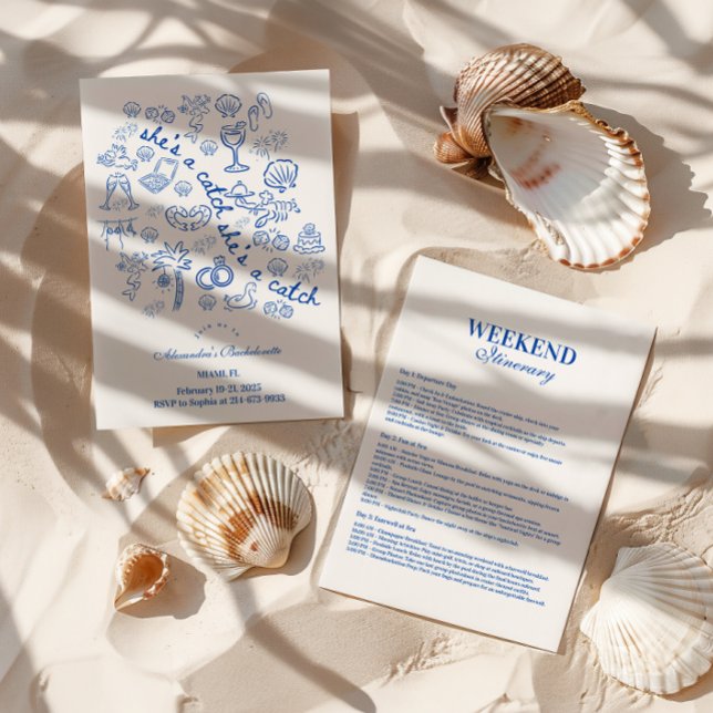 Blue Doodle Tropical Bachelorette Invitation (Creator Uploaded)