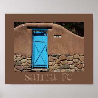 Blue Door Adobe Santa Fe New Mexico Poster