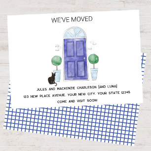 Blue Door and Cat We Have Moved New Home Announcement