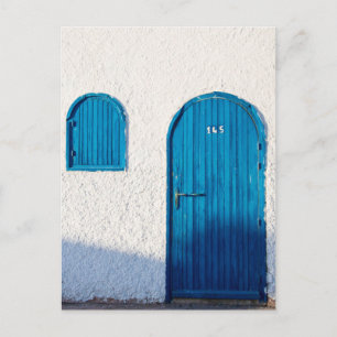 "BLUE DOOR, MOROCCO", TRAVEL PHOTOGRAPHY POSTCARD