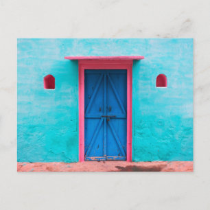 "BLUE DOOR, MOROCCO", TRAVEL PHOTOGRAPHY POSTCARD