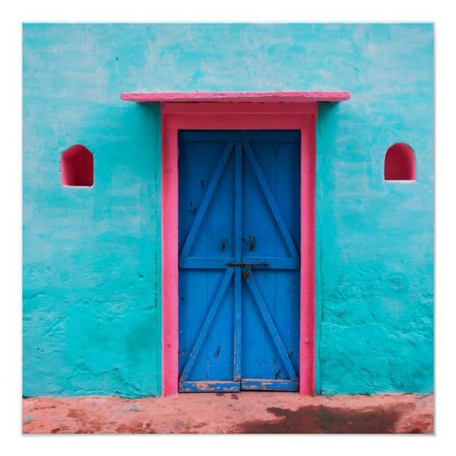 "BLUE DOOR, MOROCCO", TRAVEL PHOTOGRAPHY POSTER (Front)