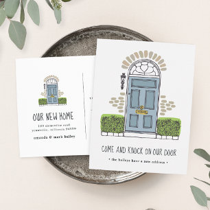Blue Door Moving Announcement Postcard