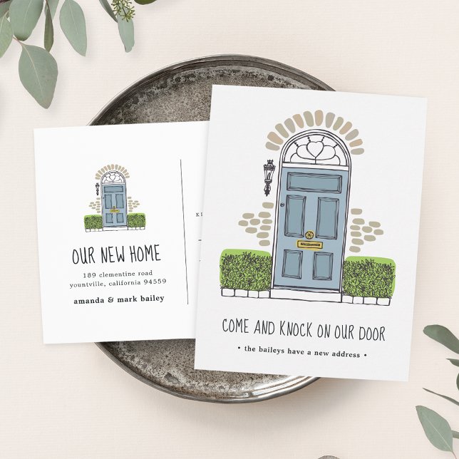 Blue Door Moving Announcement Postcard (Creator Uploaded)