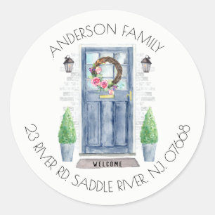 Blue Door New Home Address Label Sticker