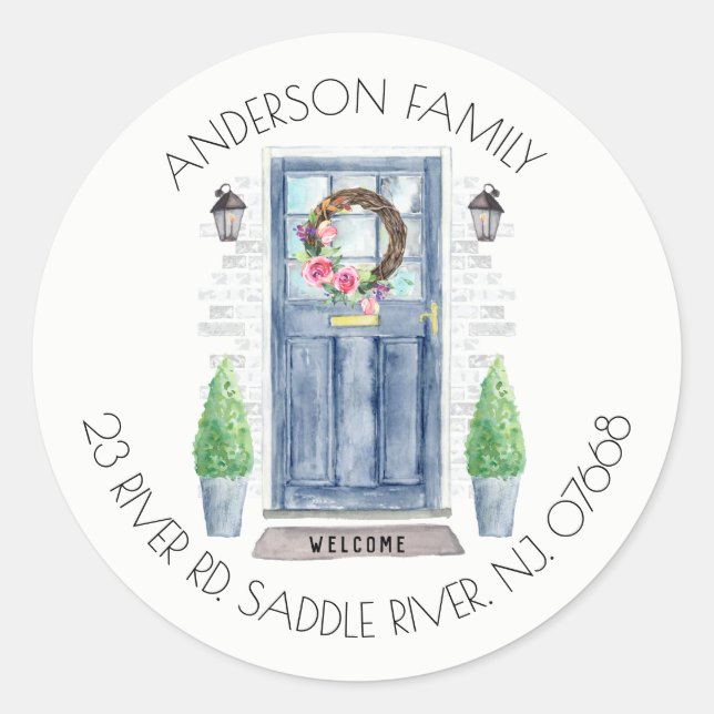 Blue Door | New Home Address Label Sticker (Front)