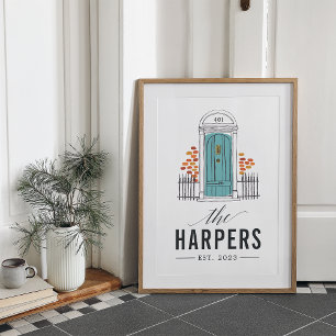 Blue Door   Personalised Family Name Print