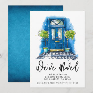 Blue Door Watercolor Moving Announcement