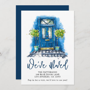 Blue Door Watercolor Moving Announcement