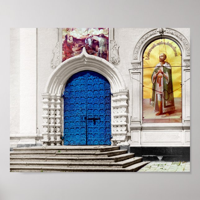 Blue Doors - 1911 Vintage Colour Photo Poster (Front)