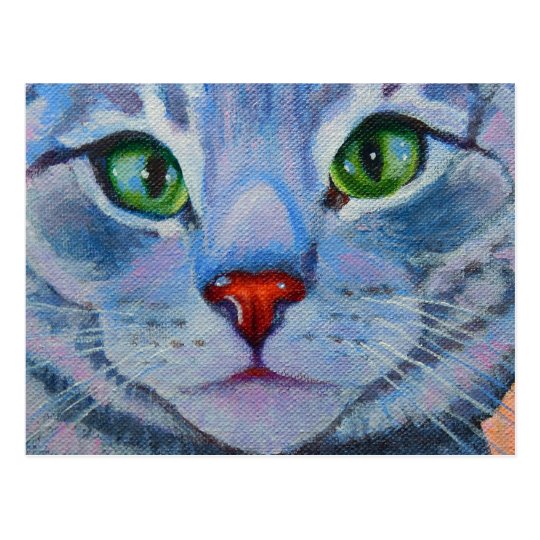 Blue Dora, Grey Tabby Cat Postcard