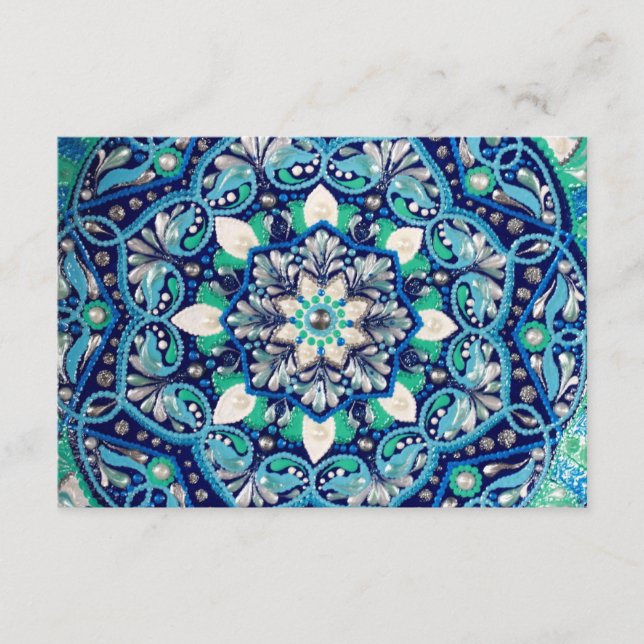 Blue dot art mandala enclosure card (Front)