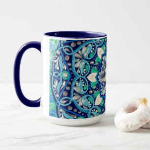Blue dot art mandala mug