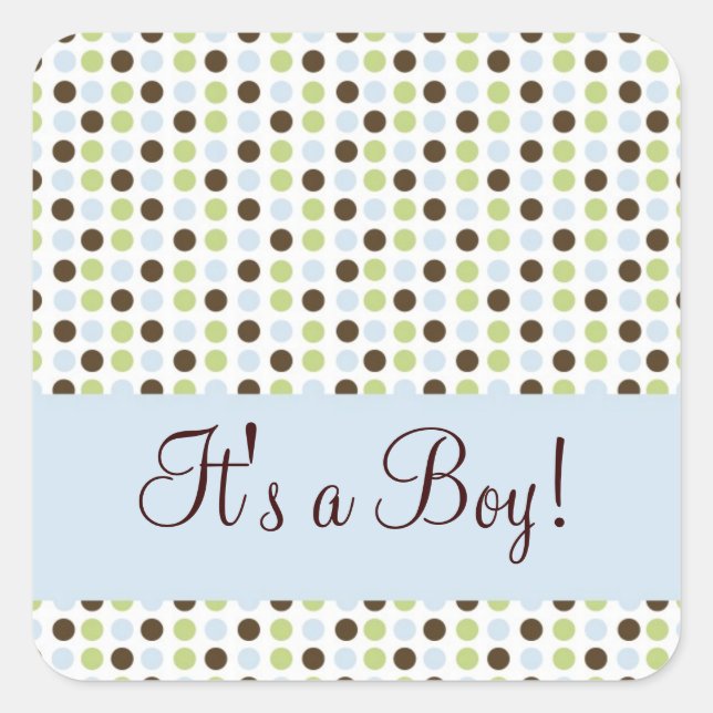 Blue Dot Its a Boy Square Sticker (Front)