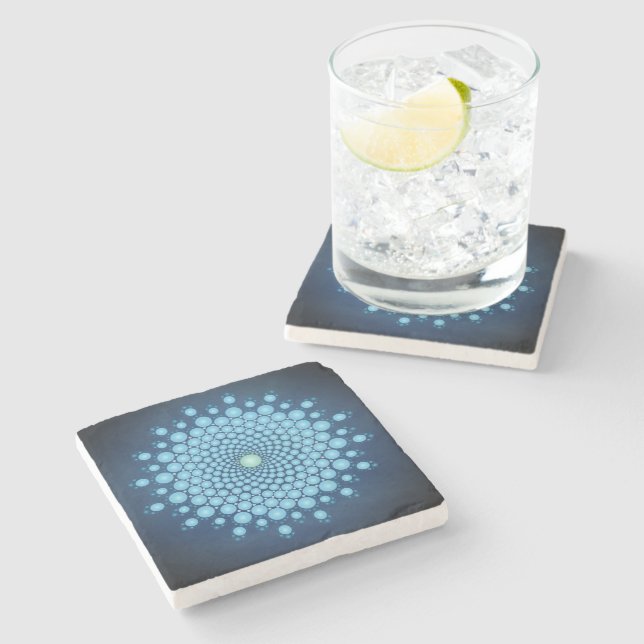 Blue Dot Mandala Stone Coaster (Side)
