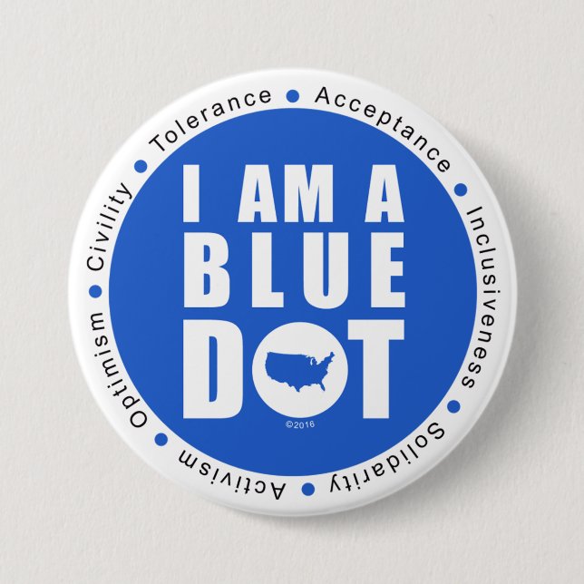 Blue Dot U.S.A 7.5 Cm Round Badge (Front)
