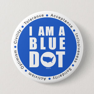 Blue Dot U.S.A 7.5 Cm Round Badge