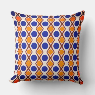 Blue Dots and Orange Paint  Cushion