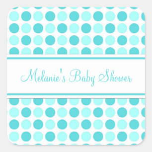 Blue Dots Baby Shower Favour Stickers